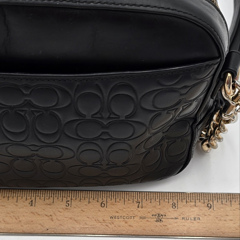 Coach Camera Bag w/ Signature Embossed Leather in Black, EUC - Picture 12 of 15